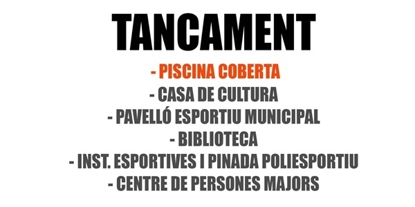 Tancament d'edificis públics municipals - ACTUALITZACIÓ