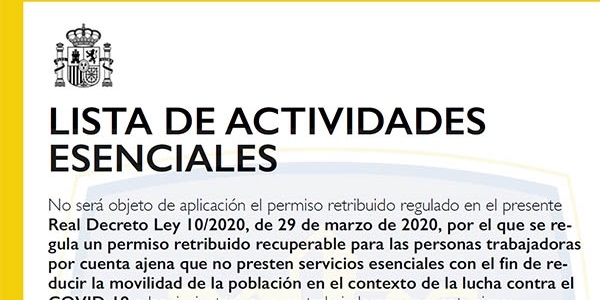 Llistat d'activitats essencials