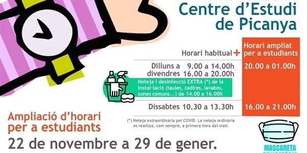 La Biblioteca obrirà 680 hores per a preparar els exàmens de gener