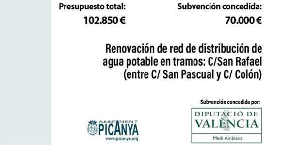 Subvenció per a la renovació de la red d'aigua potable · Tram Carrer Sant Rafael